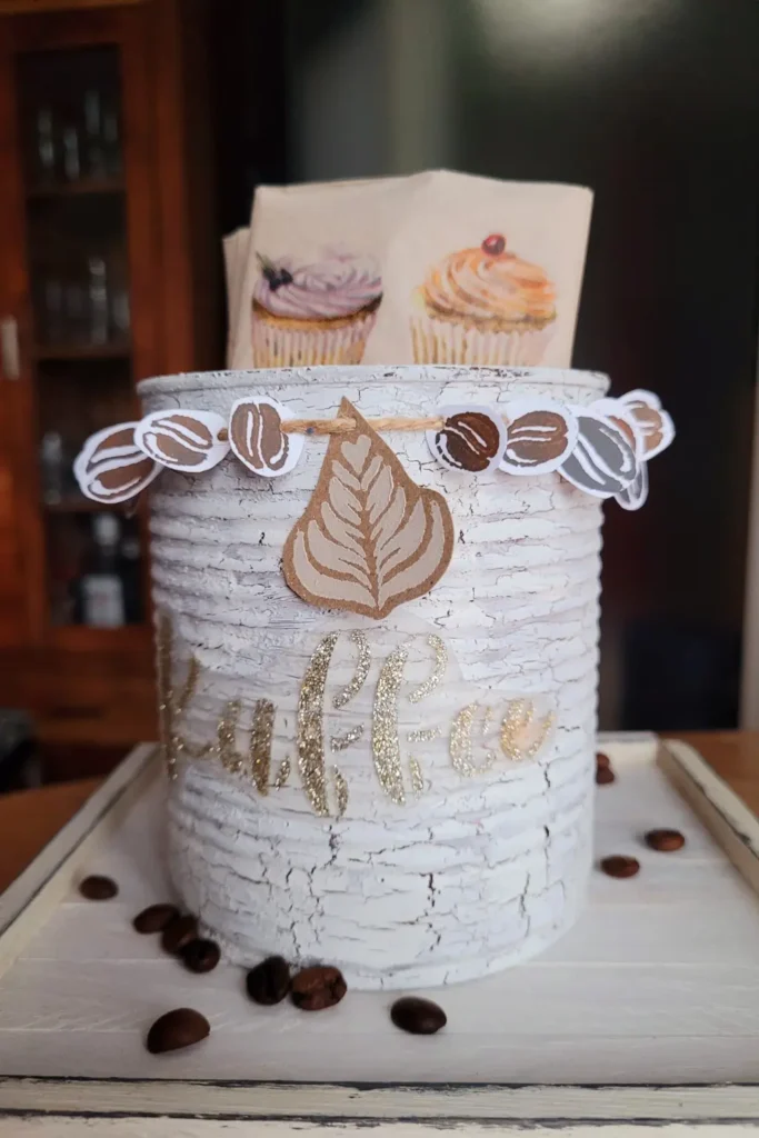 antique dose mit kaffeebordüre