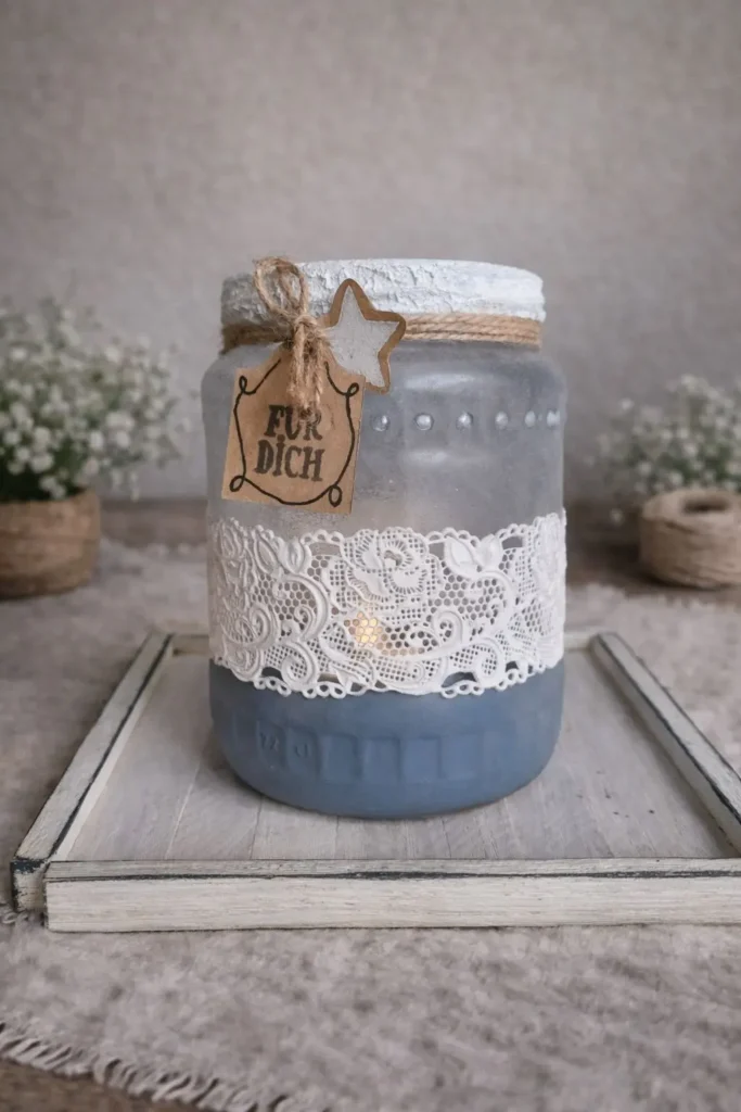 windlicht mit blaugrau