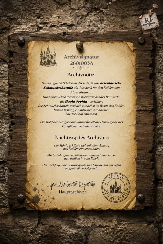 Was bisher geschah zur Box Hagia Sophie Archivsignatur 2601003A