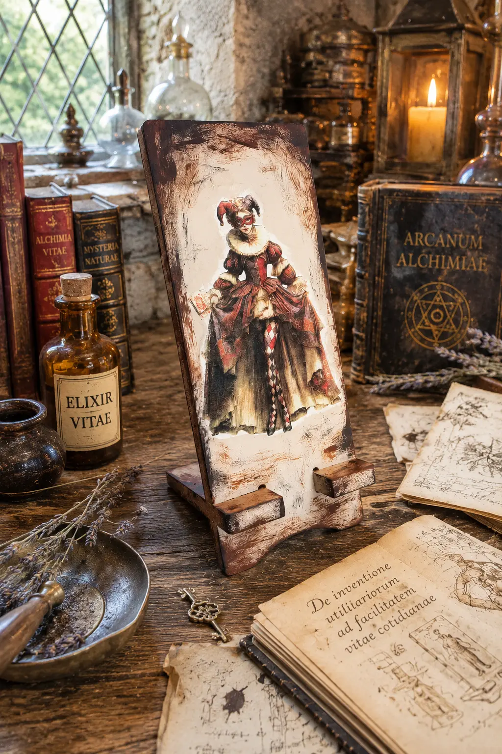 Handyhalter mit Lady im nostalgischen Karnevalskostüm