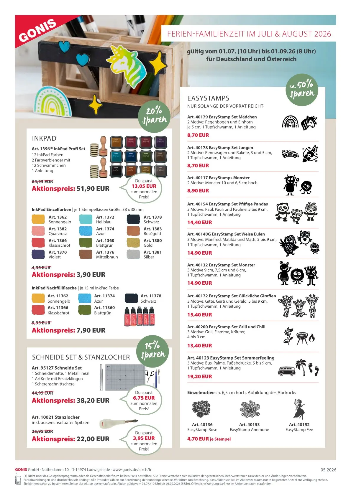 Ferien-Familienzeit Aktion EasyStamps und Inkpads