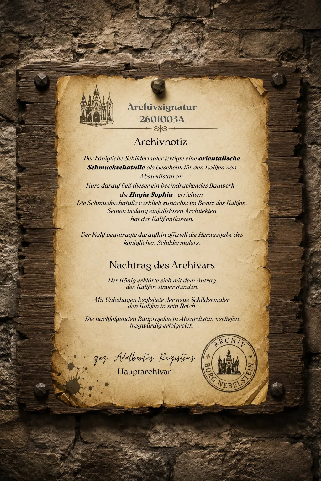 Was bisher geschah Archivsignatur 2601003A